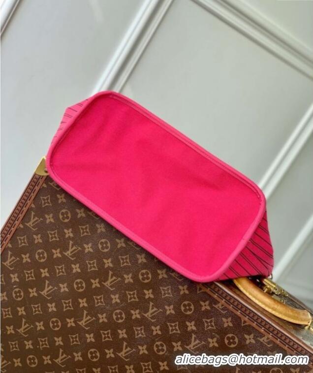 Best Design Louis Vuitton Neverfull Bandouliere Inside Out MM Tote bag Monogram Canvas/Rose Pondichery Pink Textile M122