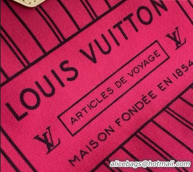 Best Design Louis Vuitton Neverfull Bandouliere Inside Out MM Tote bag Monogram Canvas/Rose Pondichery Pink Textile M122