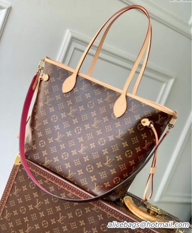 Best Design Louis Vuitton Neverfull Bandouliere Inside Out MM Tote bag Monogram Canvas/Rose Pondichery Pink Textile M122