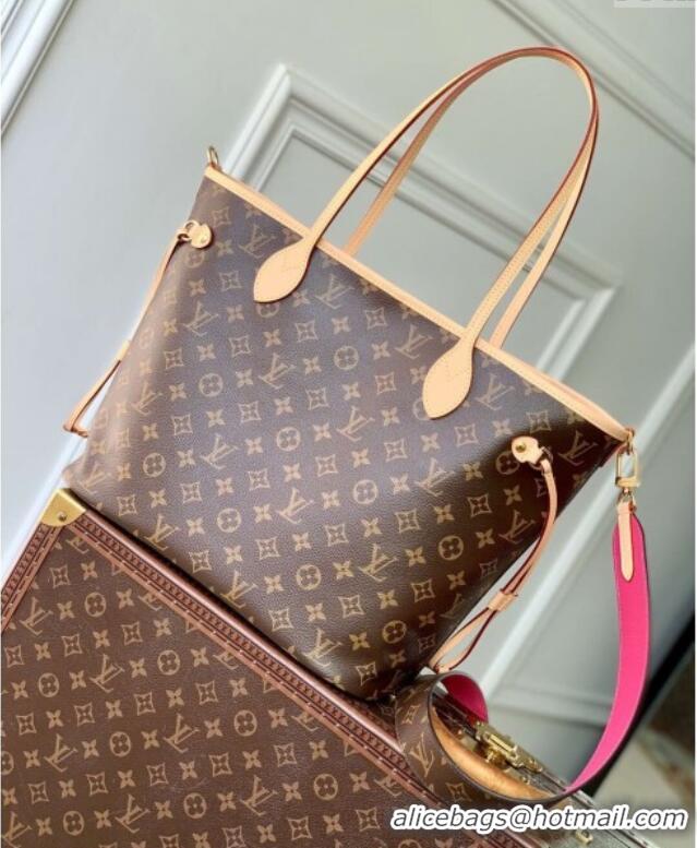 Best Design Louis Vuitton Neverfull Bandouliere Inside Out MM Tote bag Monogram Canvas/Rose Pondichery Pink Textile M122