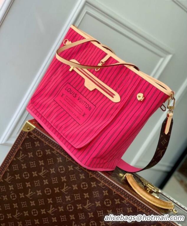 Best Design Louis Vuitton Neverfull Bandouliere Inside Out MM Tote bag Monogram Canvas/Rose Pondichery Pink Textile M122