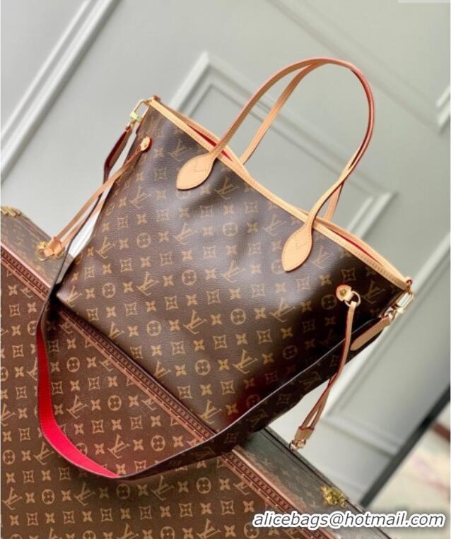 Super Quality Louis Vuitton Neverfull Bandouliere Inside Out MM Tote bag Monogram Canvas/Red Textile M12096 2024