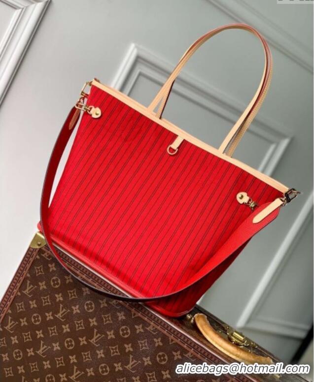 Super Quality Louis Vuitton Neverfull Bandouliere Inside Out MM Tote bag Monogram Canvas/Red Textile M12096 2024