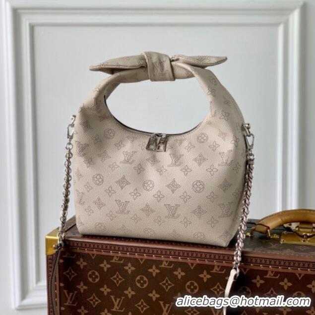 Best Price Louis Vuitton Why Knot PM Hobo bag in Mahina Perforated Leather M20701 Galet Grey 2025