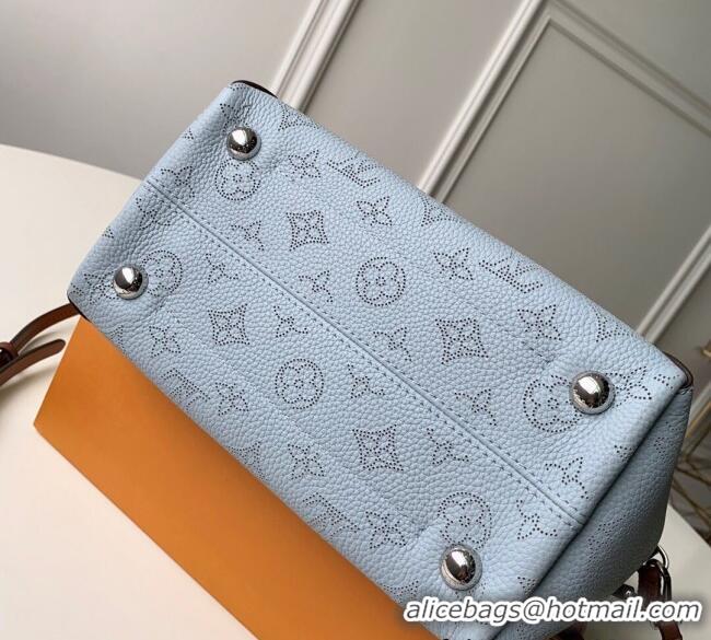 Top Grade Louis Vuitton Mahina Hina PM Tote Bag in Monogram Perforated Calfskin M52975 Light Blue 2025