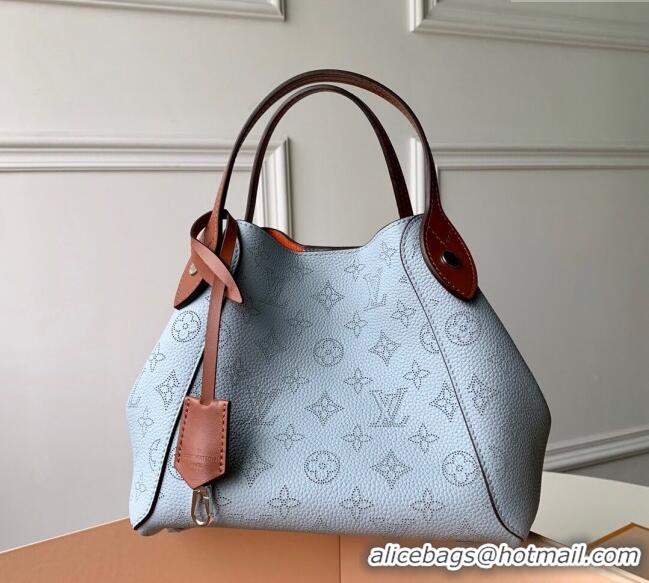 Top Grade Louis Vuitton Mahina Hina PM Tote Bag in Monogram Perforated Calfskin M52975 Light Blue 2025