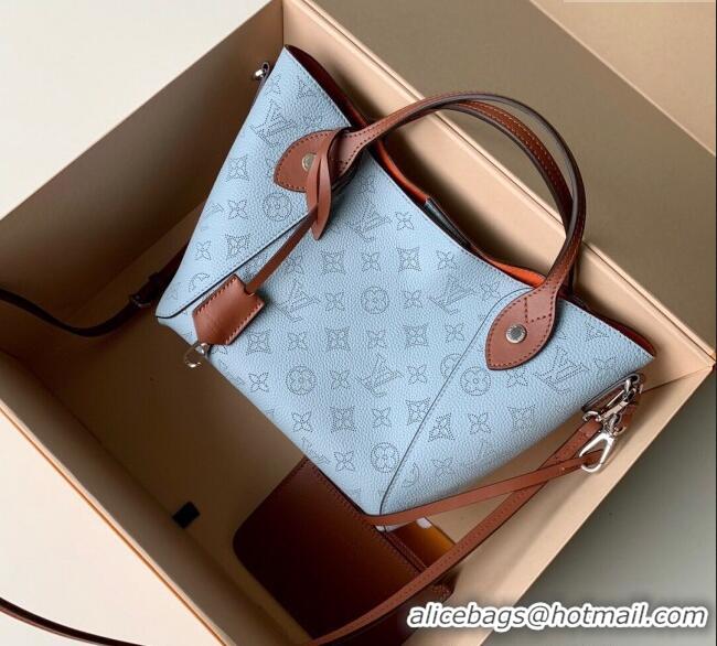 Top Grade Louis Vuitton Mahina Hina PM Tote Bag in Monogram Perforated Calfskin M52975 Light Blue 2025