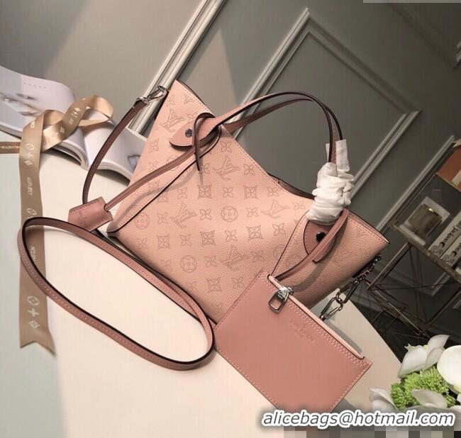 Shop Promotional Louis Vuitton Mahina Hina PM Tote Bag in Monogram Perforated Calfskin M54353 Light Pink 2025