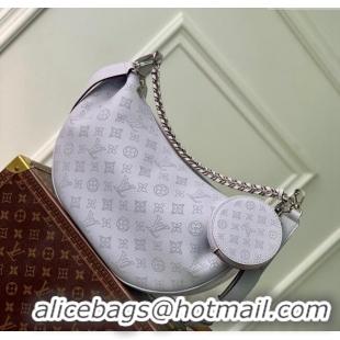 Buy Discount Louis Vuitton Baia MM Hobo Bag in Perforated Mahina Calfskin M22822 Purple Grey 2025