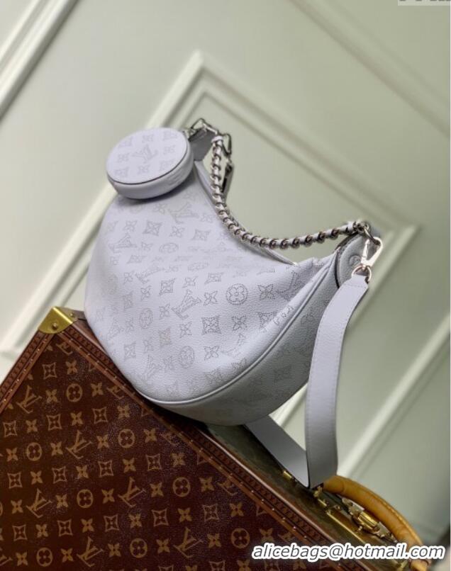 Buy Discount Louis Vuitton Baia MM Hobo Bag in Perforated Mahina Calfskin M22822 Purple Grey 2025