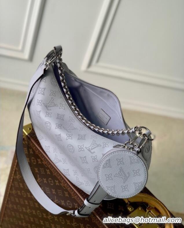 Buy Discount Louis Vuitton Baia MM Hobo Bag in Perforated Mahina Calfskin M22822 Purple Grey 2025