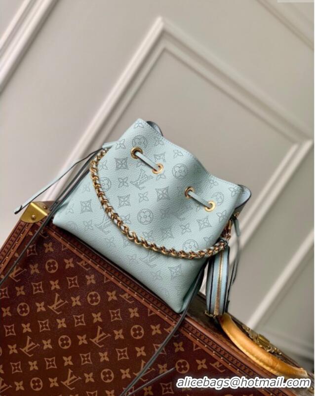 Popular Style Louis Vuitton Bella Bucket Bag in Perforated Mahina Calfskin M25147 Mineral Blue 2025