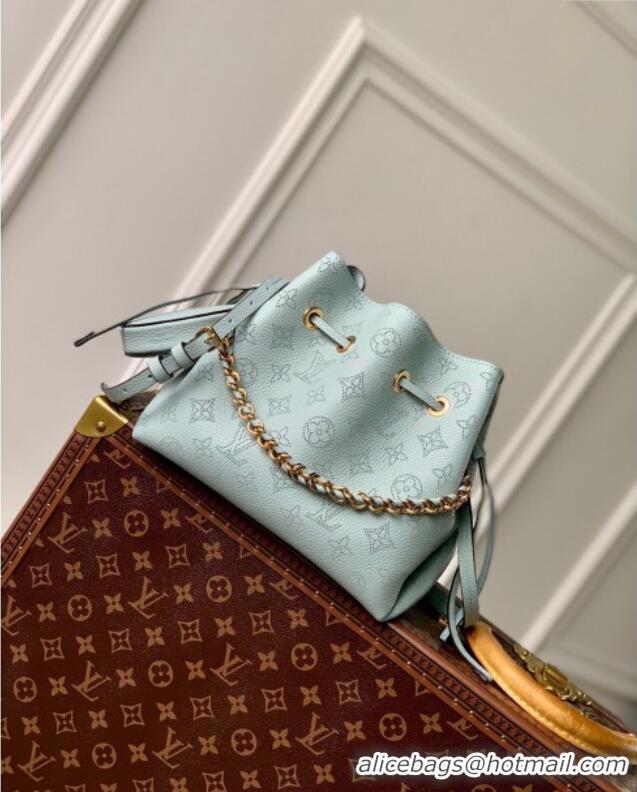 Popular Style Louis Vuitton Bella Bucket Bag in Perforated Mahina Calfskin M25147 Mineral Blue 2025