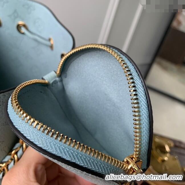 Popular Style Louis Vuitton Bella Bucket Bag in Perforated Mahina Calfskin M25147 Mineral Blue 2025