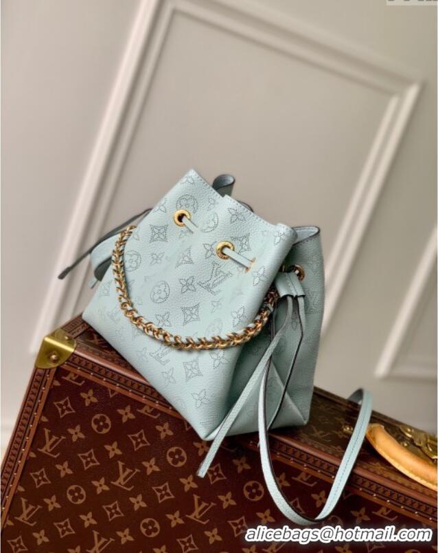 Popular Style Louis Vuitton Bella Bucket Bag in Perforated Mahina Calfskin M25147 Mineral Blue 2025