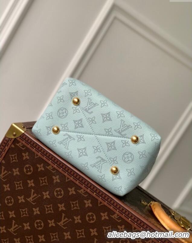 Popular Style Louis Vuitton Bella Bucket Bag in Perforated Mahina Calfskin M25147 Mineral Blue 2025