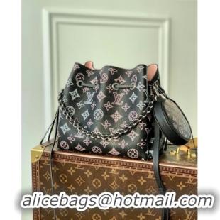 New Fashion Louis Vuitton Bella Bucket Bag in Perforated Mahina Calfskin M21096 Black/Multicolor 2025