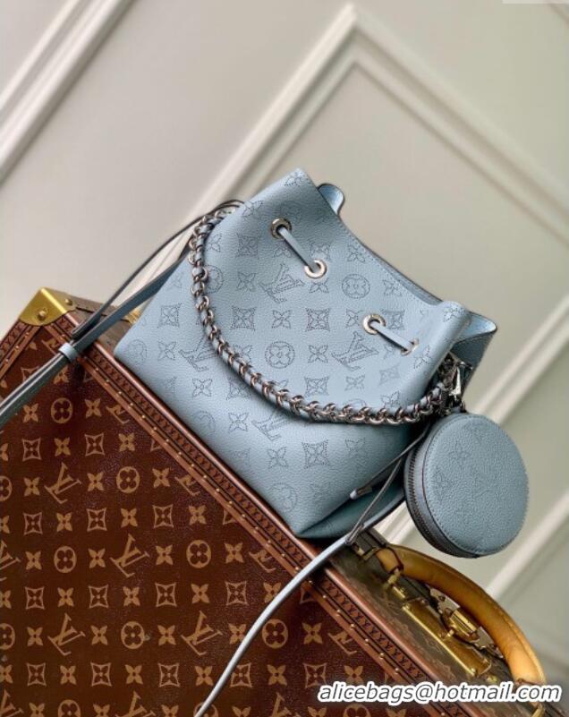 Free Shipping Louis Vuitton Bella Bucket Bag in Mahina Perforated Leather M21144 Light Blue 2025