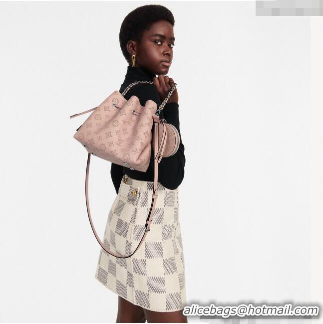 Grade Quality Louis Vuitton Bella Bucket Bag in Perforated Mahina Calfskin M58792 Pearly Pink 2025