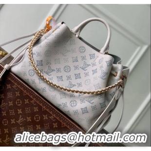 New Design Louis Vuitton Bella Tote Bag in Mahina Perforated Leather M12127 Brume Grey/Blue 2025