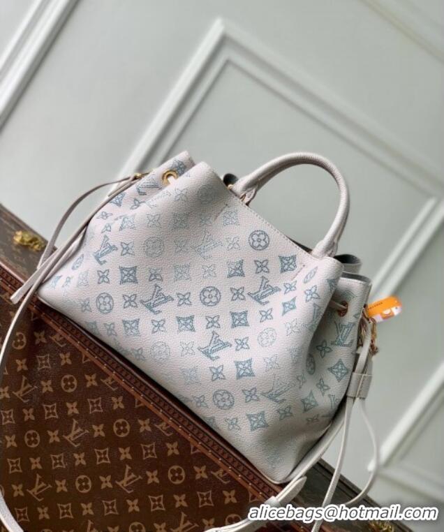 New Design Louis Vuitton Bella Tote Bag in Mahina Perforated Leather M12127 Brume Grey/Blue 2025