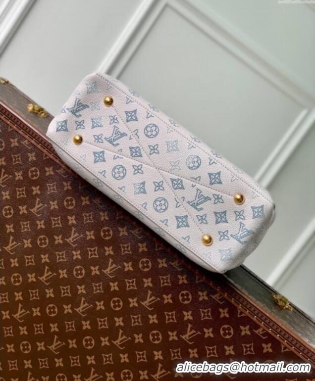 New Design Louis Vuitton Bella Tote Bag in Mahina Perforated Leather M12127 Brume Grey/Blue 2025