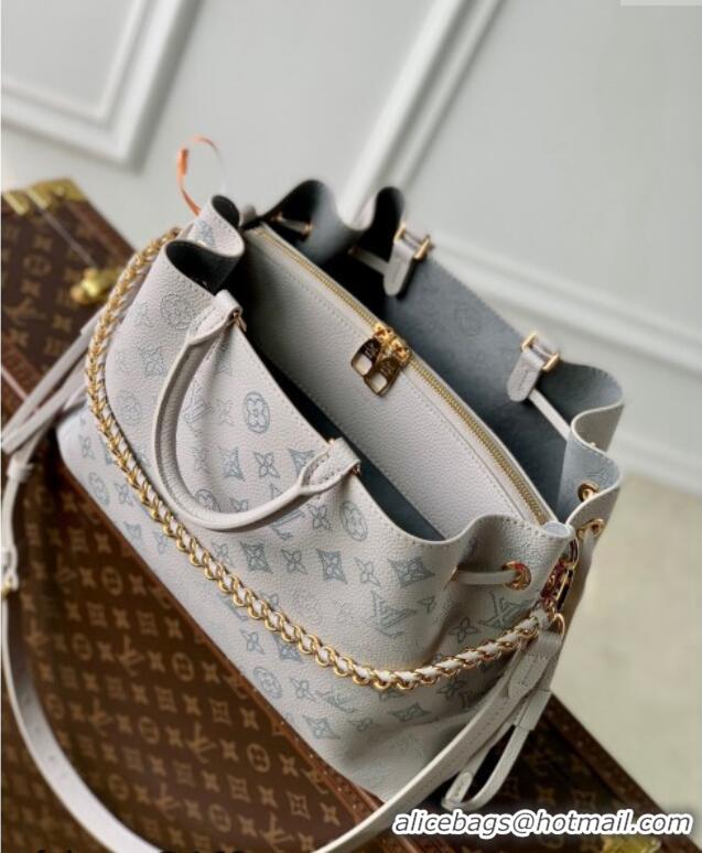 New Design Louis Vuitton Bella Tote Bag in Mahina Perforated Leather M12127 Brume Grey/Blue 2025