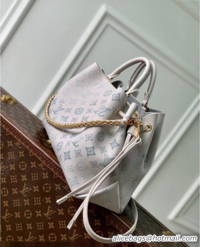 New Design Louis Vuitton Bella Tote Bag in Mahina Perforated Leather M12127 Brume Grey/Blue 2025