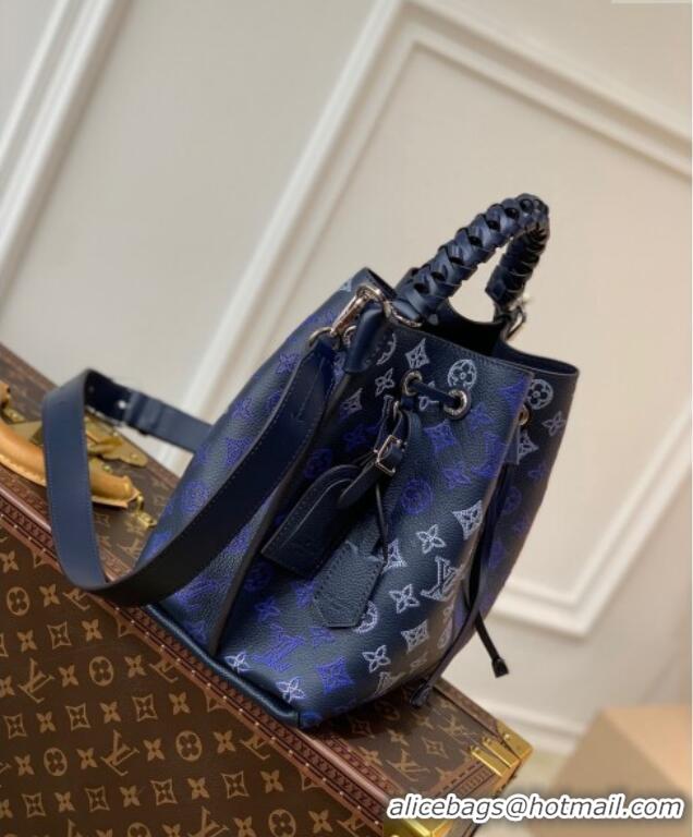 Trendy Design Louis Vuitton Muria Bucket Bag in Mahina Perforated Leather M59554 Navy Blue 2025