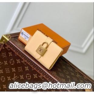 Luxury Cheap Louis Vuitton Low Key Compact Wallet with Padlock M12148 Apricot 2025