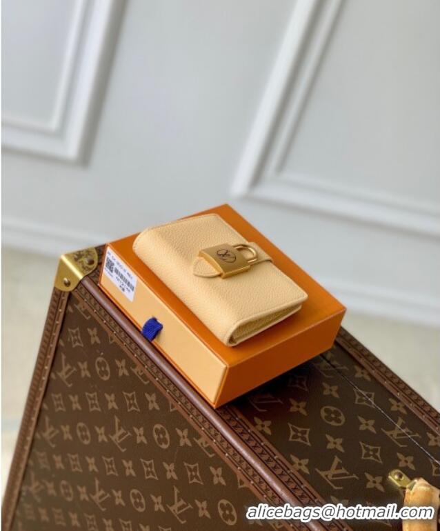 Luxury Cheap Louis Vuitton Low Key Compact Wallet with Padlock M12148 Apricot 2025