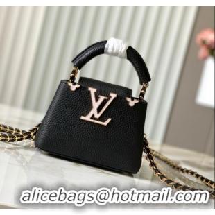 Low Price Louis Vuitton Capucines Nano Bag with Mother-of-pearl Hardware in Black Taurillon Leather M10166 2025