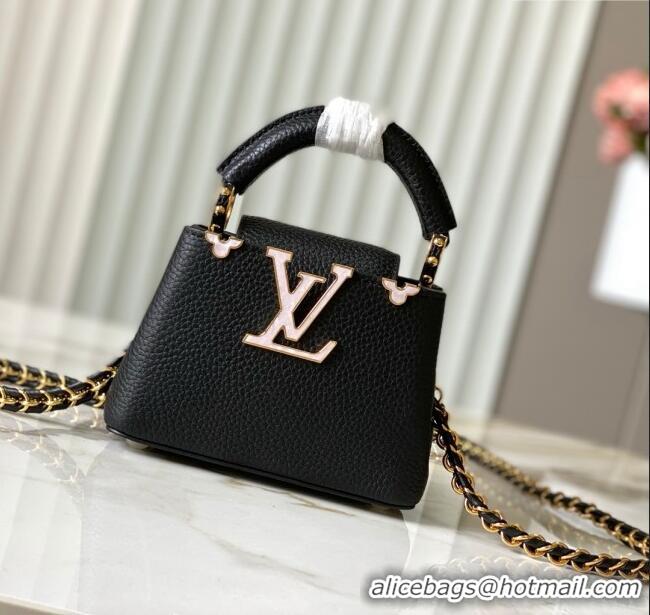 Low Price Louis Vuitton Capucines Nano Bag with Mother-of-pearl Hardware in Black Taurillon Leather M10166 2025