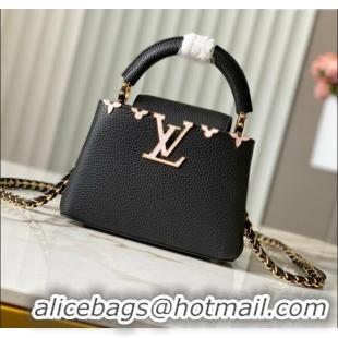 Modern Louis Vuitton Capucines Mini Bag with Mother-of-pearl Hardware in Black Taurillon Leather M11342 2025