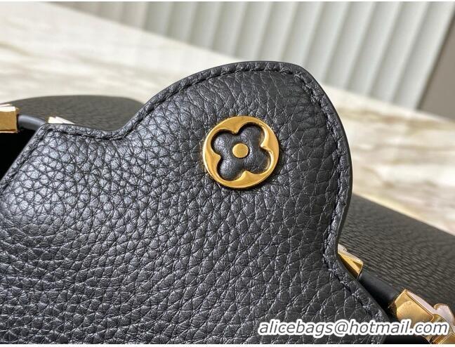 Modern Louis Vuitton Capucines Mini Bag with Mother-of-pearl Hardware in Black Taurillon Leather M11342 2025