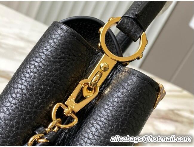 Modern Louis Vuitton Capucines Mini Bag with Mother-of-pearl Hardware in Black Taurillon Leather M11342 2025