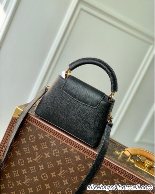 Best Price Louis Vuitton Capucines Mini Bag in Black Taurillon Leather with Chain M12345 2025