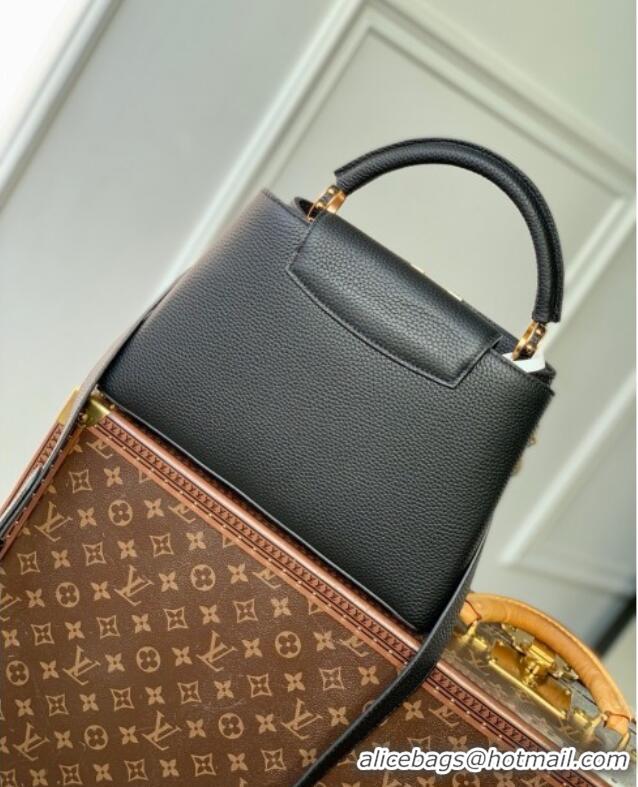 Top Design Louis Vuitton Capucines MM Bag in Black Taurillon Leather with Chain M12345 2025