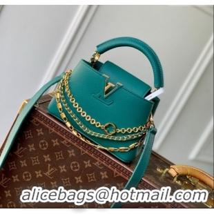 Affordable Price Louis Vuitton Capucines Mini Bag with Mother-of-pearl Hardware in Green Taurillon Leather M11342 2025