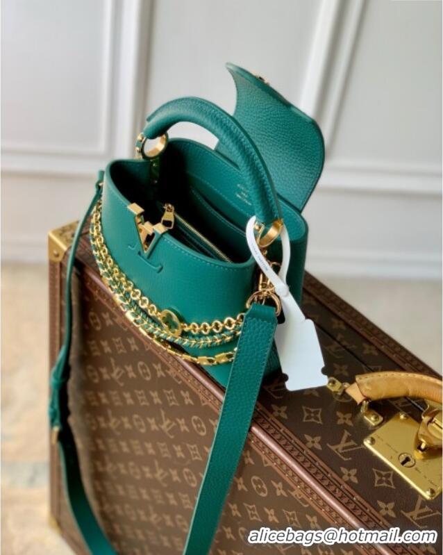 Affordable Price Louis Vuitton Capucines Mini Bag with Mother-of-pearl Hardware in Green Taurillon Leather M11342 2025