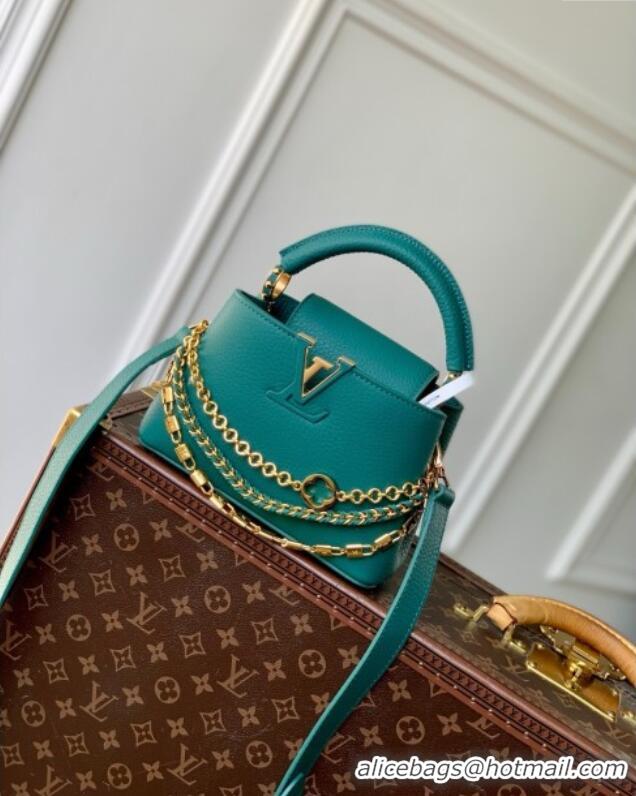 Affordable Price Louis Vuitton Capucines Mini Bag with Mother-of-pearl Hardware in Green Taurillon Leather M11342 2025