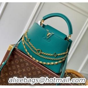 Best Grade Louis Vuitton Capucines BB Bag with Mother-of-pearl Hardware in Green Taurillon Leather M11342 2025