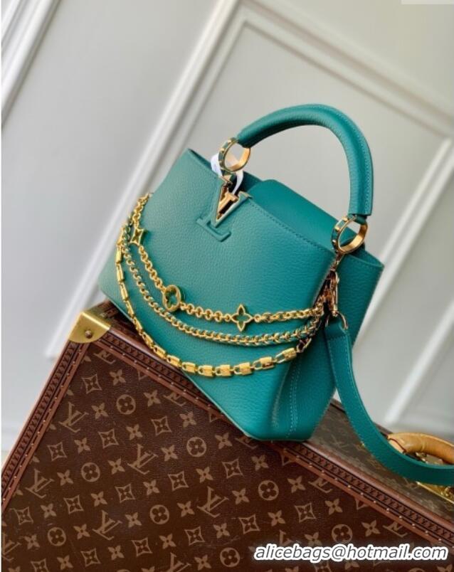 Best Grade Louis Vuitton Capucines BB Bag with Mother-of-pearl Hardware in Green Taurillon Leather M11342 2025