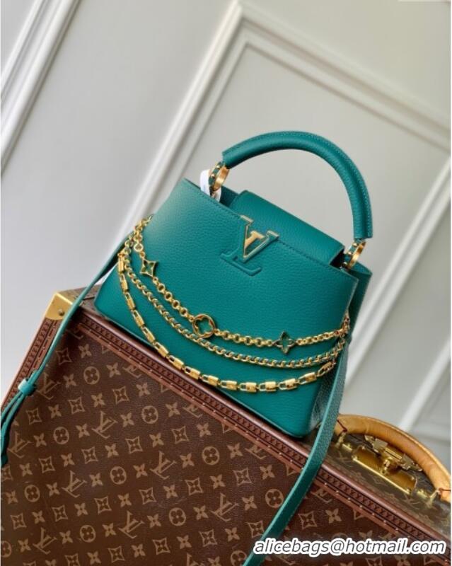 Best Grade Louis Vuitton Capucines BB Bag with Mother-of-pearl Hardware in Green Taurillon Leather M11342 2025