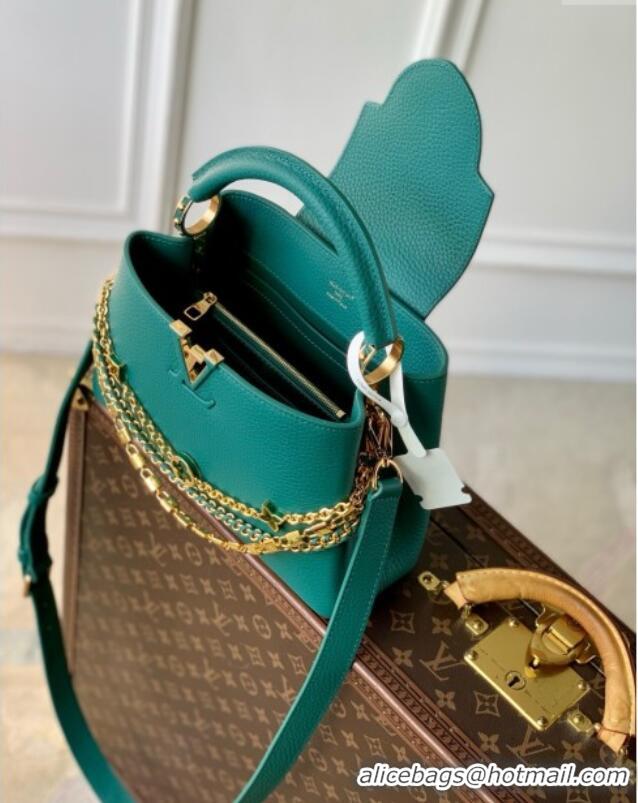 Best Grade Louis Vuitton Capucines BB Bag with Mother-of-pearl Hardware in Green Taurillon Leather M11342 2025