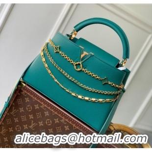 Well Crafted Louis Vuitton Capucines MM Bag with Mother-of-pearl Hardware in Green Taurillon Leather M11342 2025