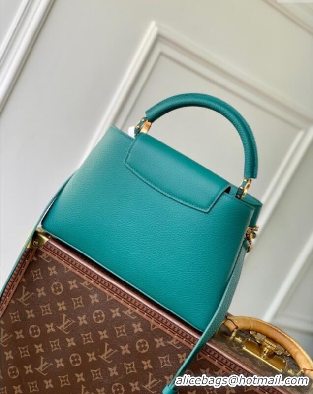 Well Crafted Louis Vuitton Capucines MM Bag with Mother-of-pearl Hardware in Green Taurillon Leather M11342 2025