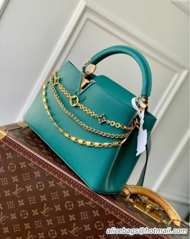 Well Crafted Louis Vuitton Capucines MM Bag with Mother-of-pearl Hardware in Green Taurillon Leather M11342 2025