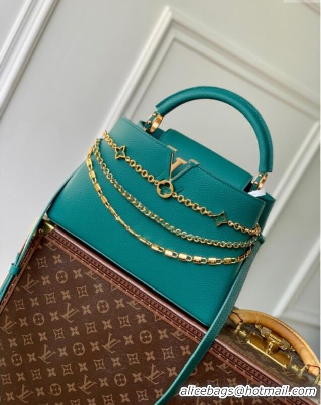 Well Crafted Louis Vuitton Capucines MM Bag with Mother-of-pearl Hardware in Green Taurillon Leather M11342 2025