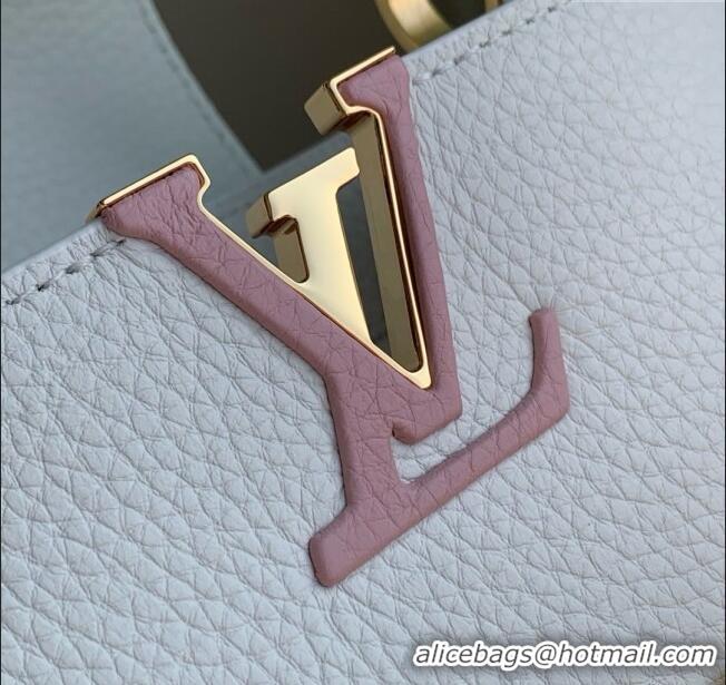 Good Taste Louis Vuitton Capucines Mini Bag with Mother-of-pearl Hardware in White Taurillon Leather M11342 2025